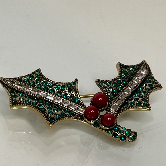HEIDI DAUS "Holly Sprig" (with Red Holly Berries) Christmas Pin Brooch Signed - Picture 7 of 10